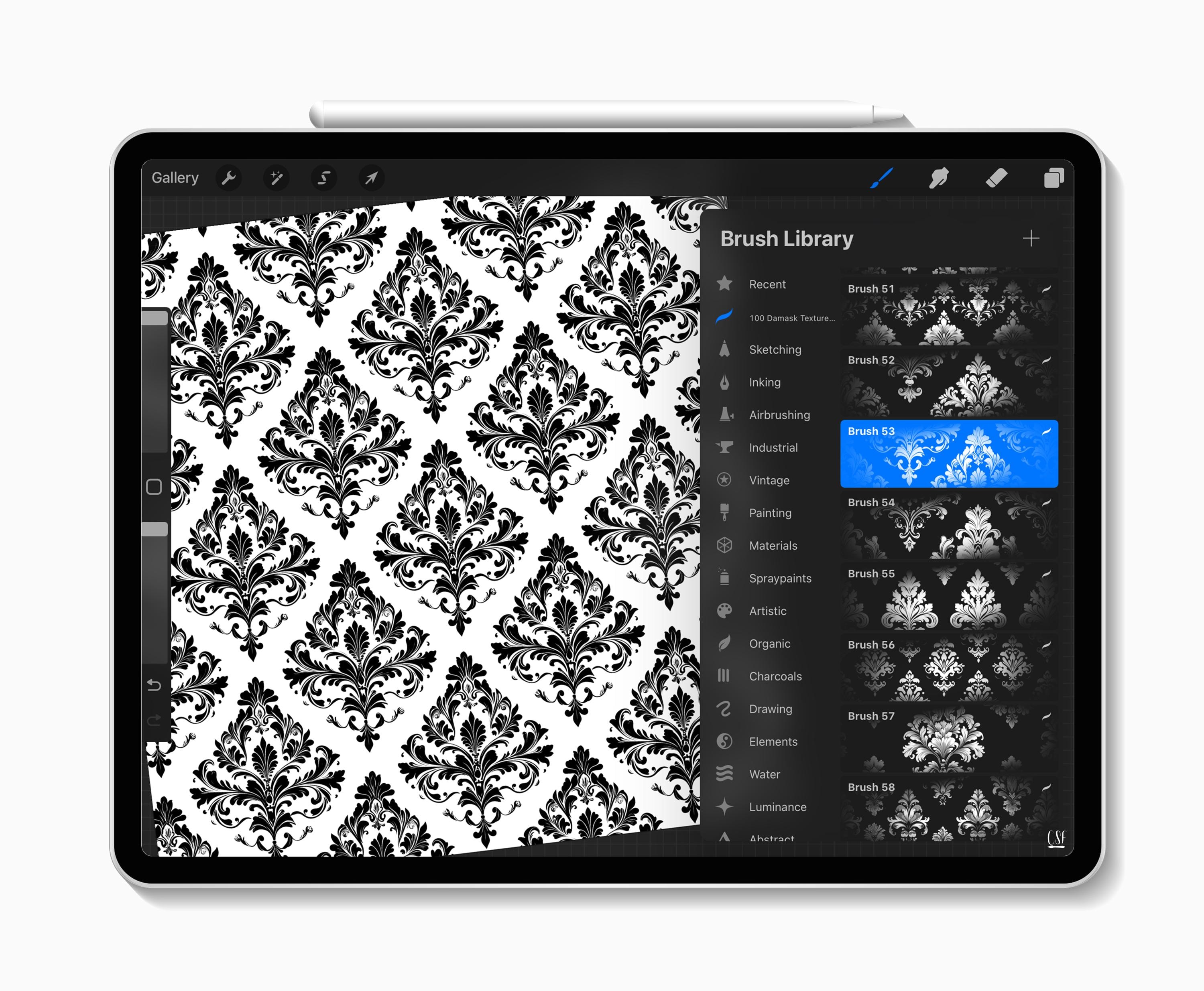 100 Damask Procreate Brushes, Luxury Procreate, Baroque Texture ...
