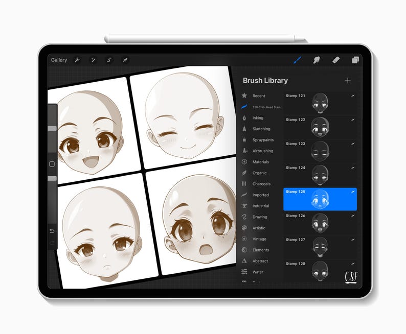 Chibi Face Procreate Stamps, 150 Head Brushes for Manga Art and Digital ...