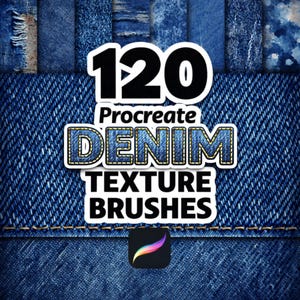 120 pinceles de textura vaquera para Procreate para efectos de tela realistas, diseño de moda, ilustración de ropa y trabajos artísticos textiles.