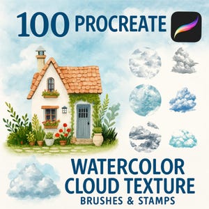 100 aquarel wolk voortplanten penselen en stempels, natuur voortplanten, aquarel penselen, aquarel textuur, voortplanten landschap, natuurpenseel