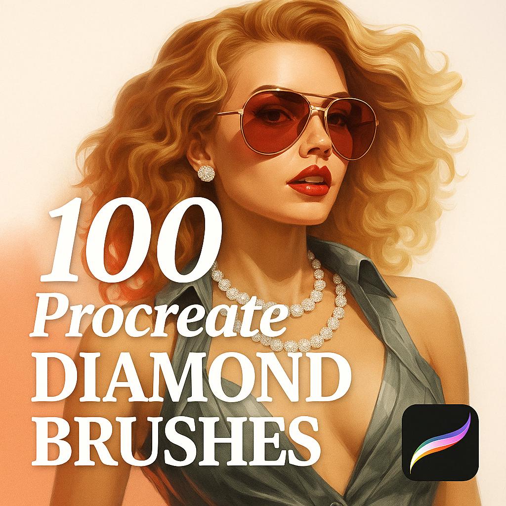 100 pinceles de diamante para Procreate: gemas realistas, efectos de brillo y diseño de joyería
