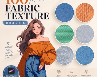 100 Realistic Fabric Texture Procreate Brushes, Fashion Procreate Brush, Fabric Pattern, Fashion Brushes, Textile Brushes, Jeans Textures
