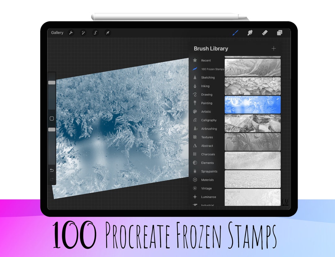 100 Procreate Freeze Stamp Brushes, Freeze Stamp Set, Freeze Brushes
