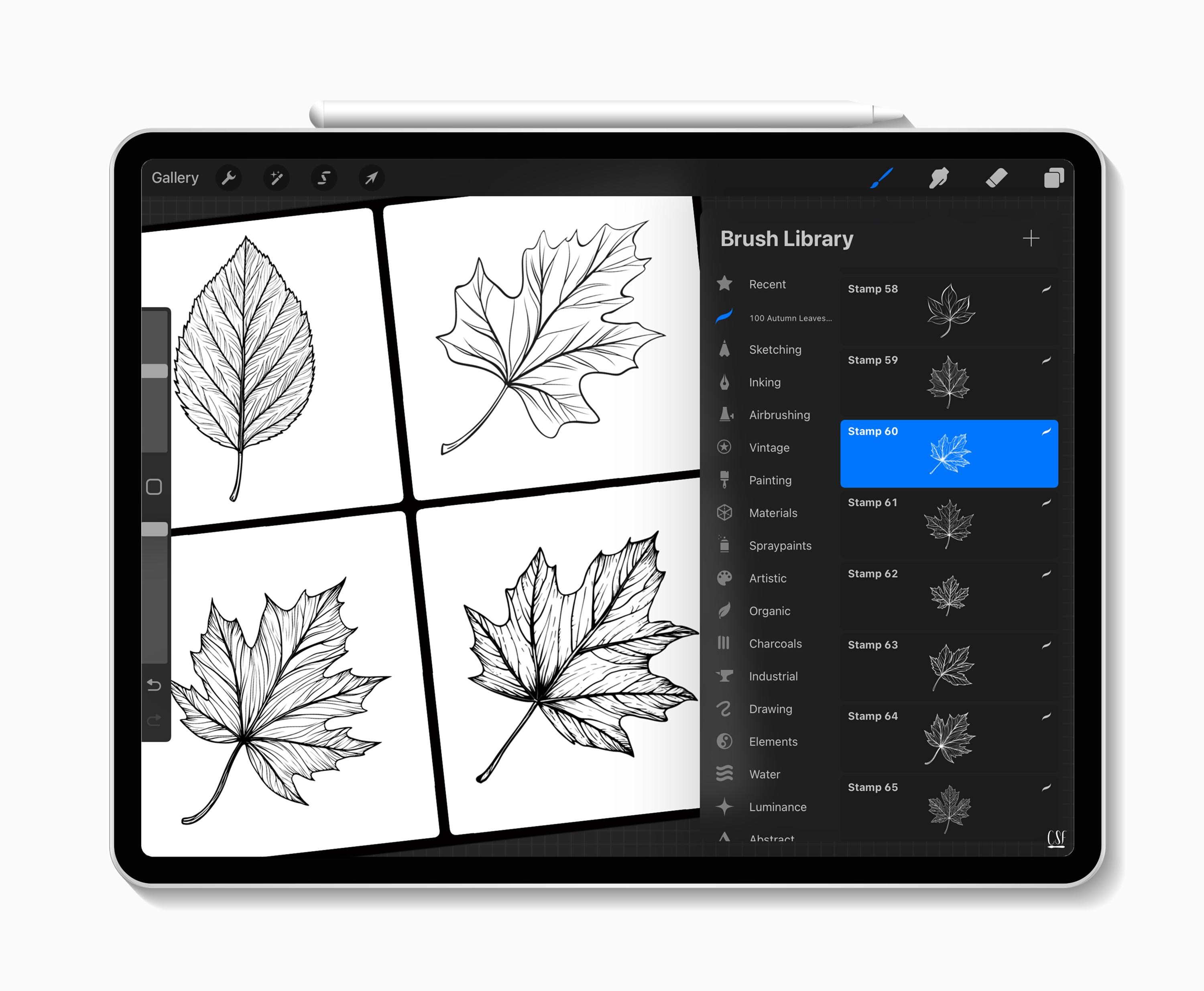 100 Procreate Autumn Leaves Stamp Brushes, Leaves Stamp Set, Floral ...