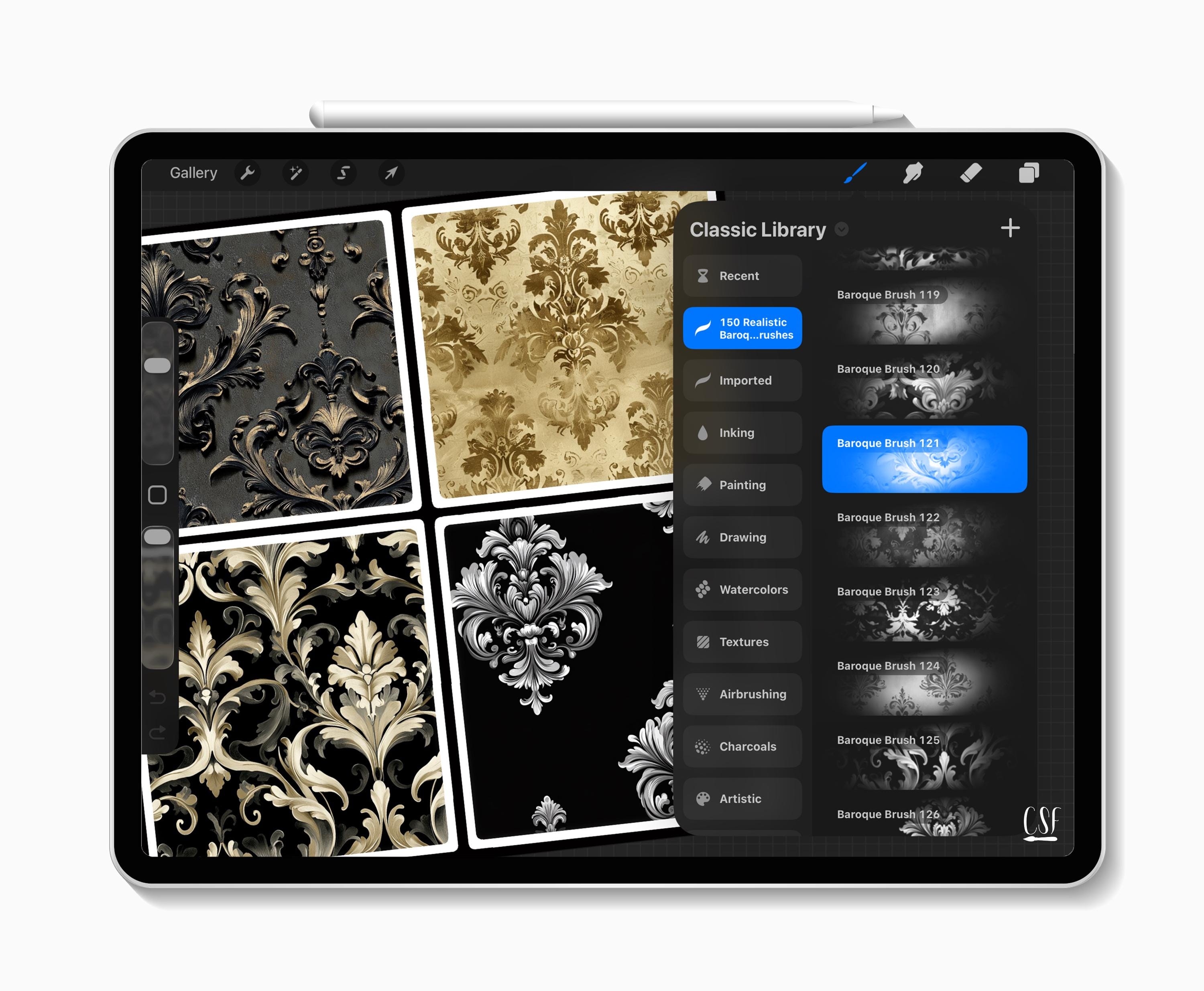Realistic Baroque Procreate Brushes, Baroque Texture Brush, Procreate ...