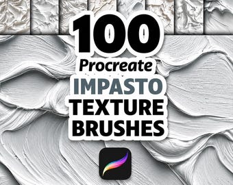 100 pinceles de impasto para Procreate, texturas para Procreate, Procreate sin costuras, pinceles de óleo para Procreate, pintura para Procreate, pinturas con textura