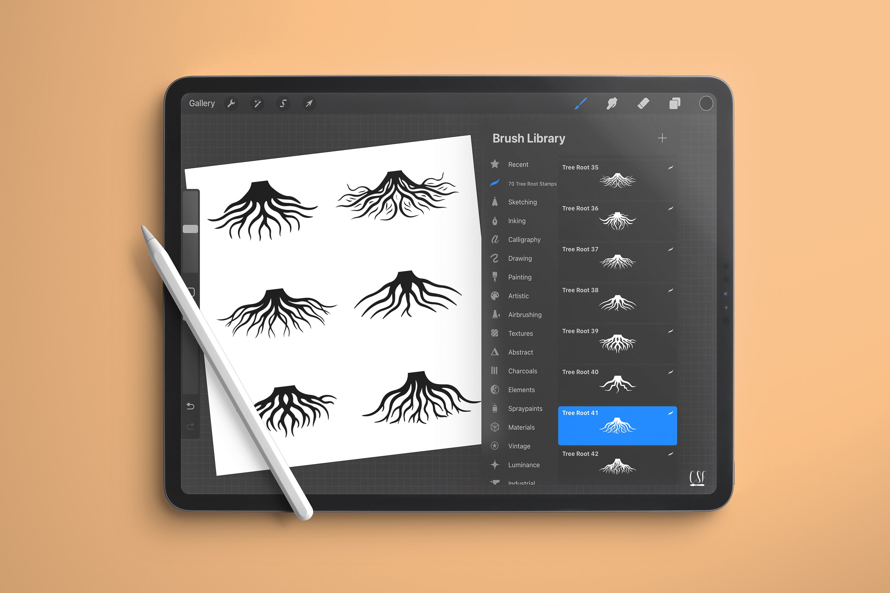 70 Procreate Tree Roots Stamp Brushes,tree Roots Stamp, Procreate Tree ...