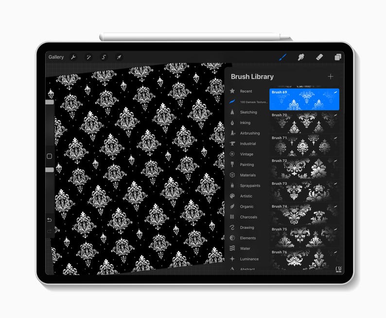 100 Damask Procreate Brushes, Luxury Procreate, Baroque Texture ...