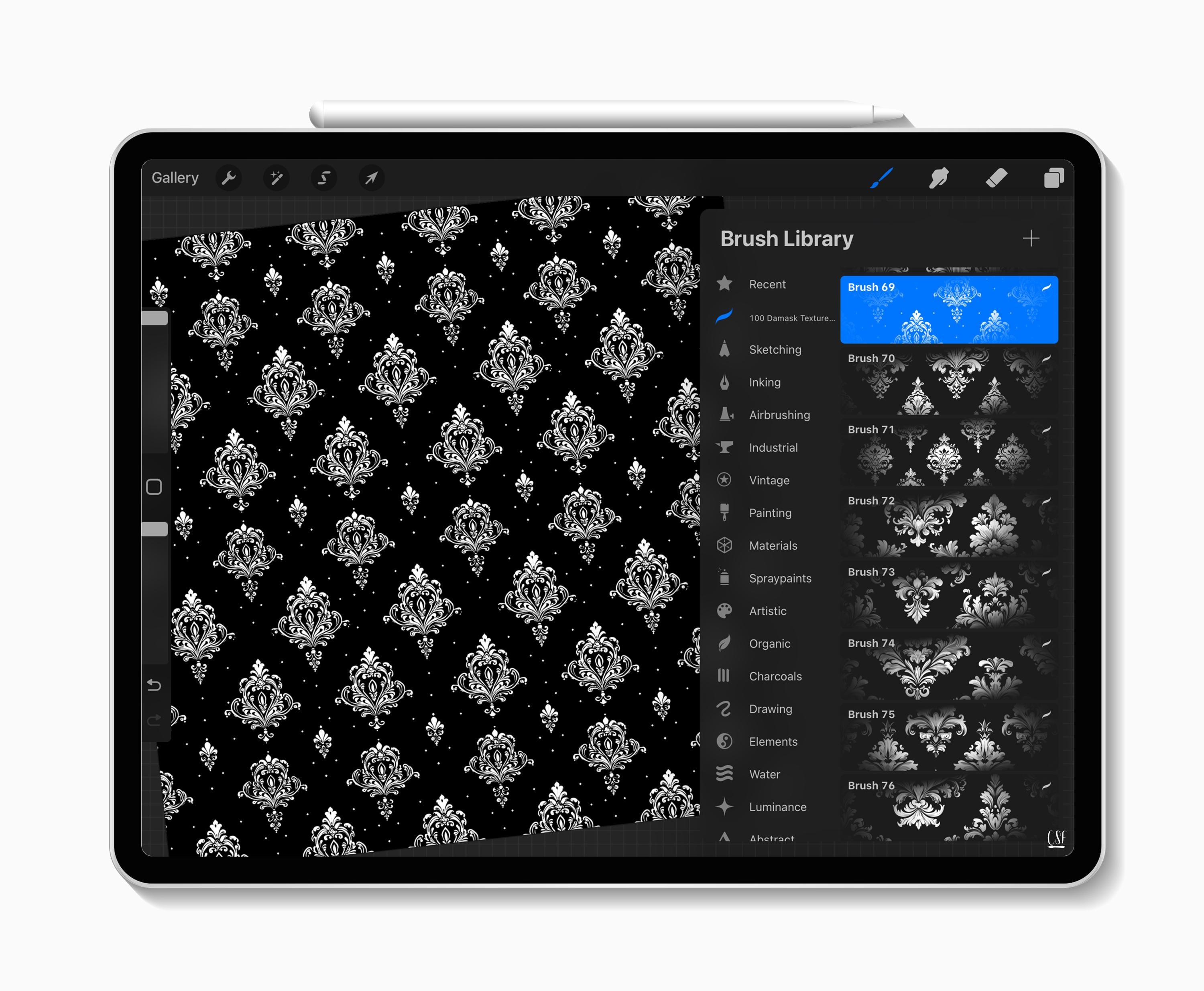 100 Damask Procreate Brushes, Luxury Procreate, Baroque Texture ...