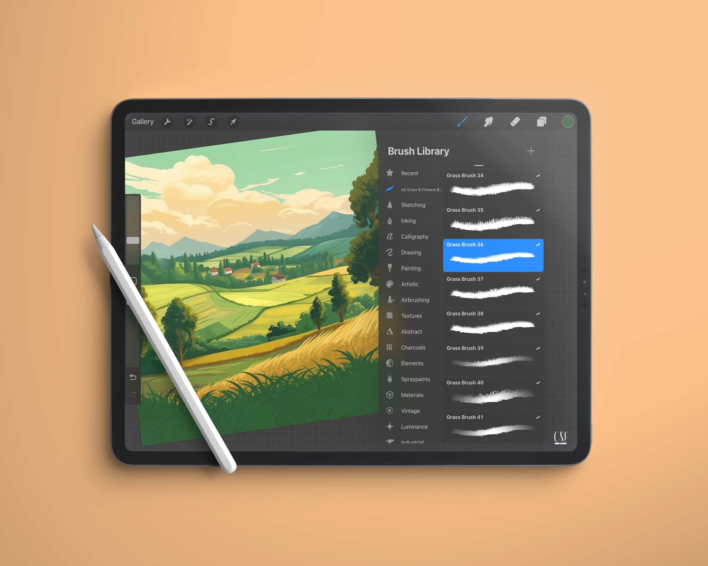 60 Grass Procreate Brushes, Flower Procreate, Digital Grass Brushes ...