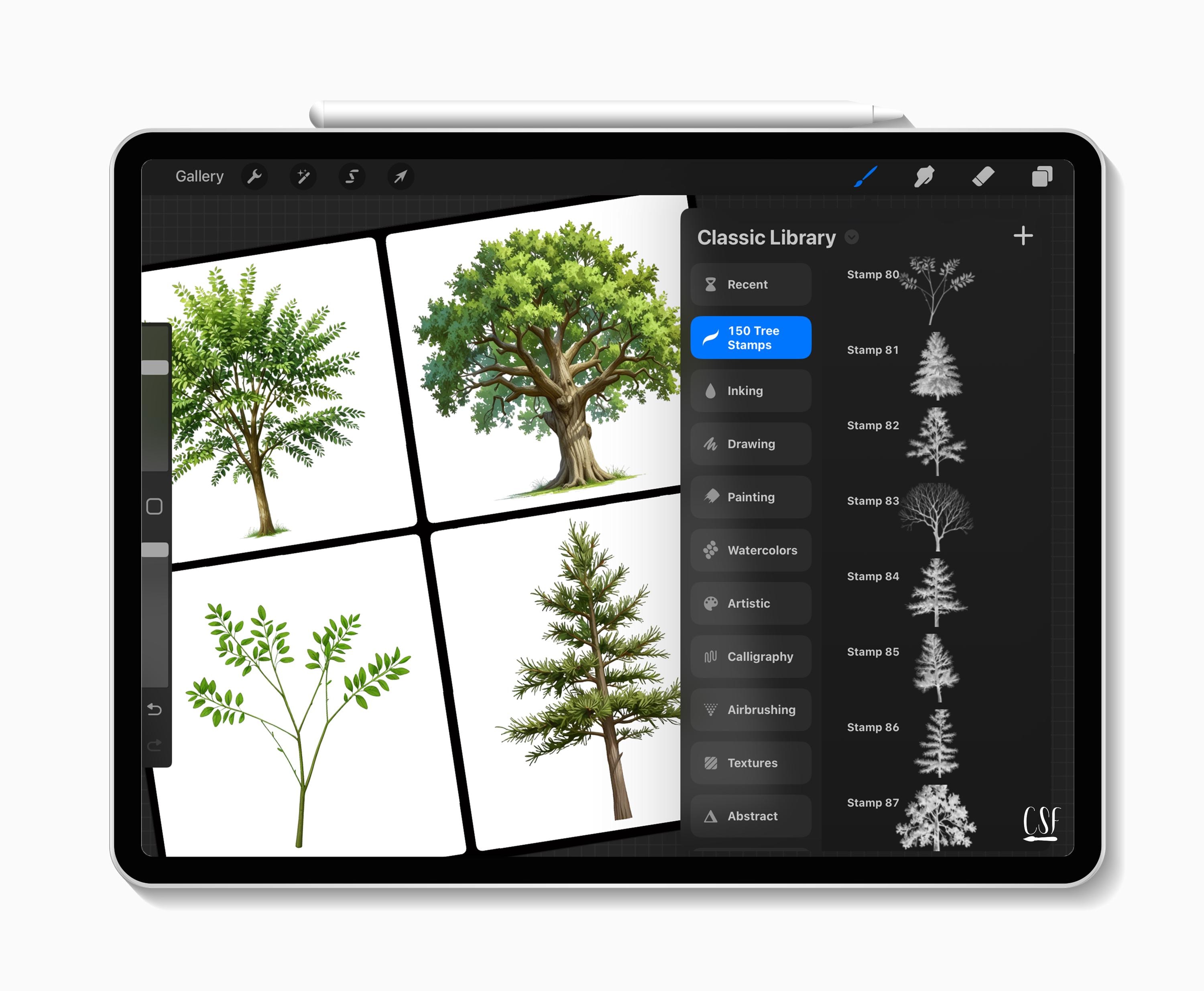 150 Procreate Tree Stamps for Digital Art, Forest Illustration ...