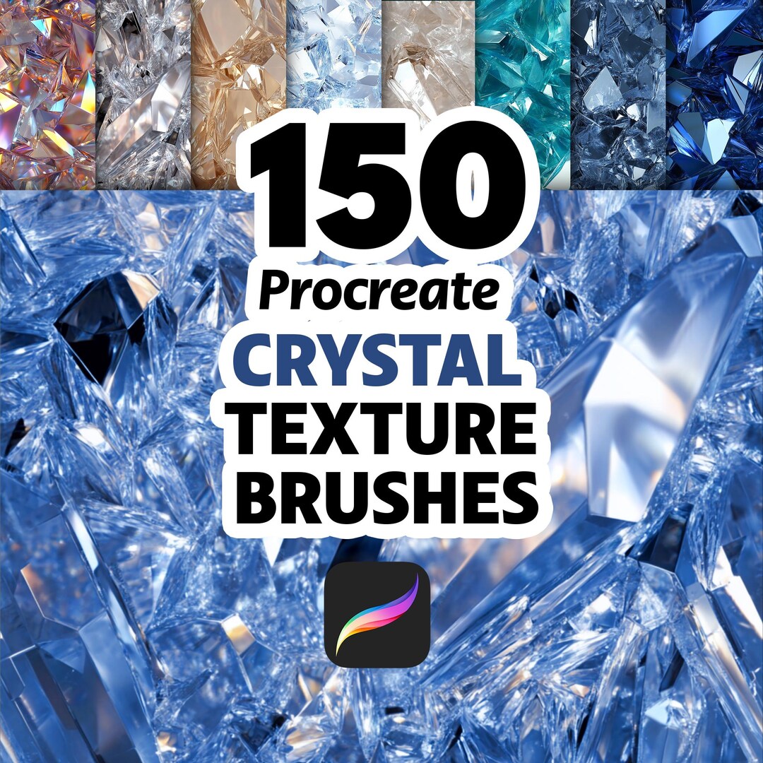 150 Procreate Crystal Texture Brushes for Shiny Gem Effects, Ice ...