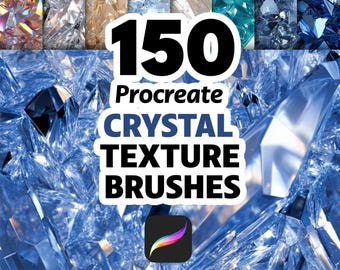 150 pinceaux à texture cristalline Procreate pour des effets de gemmes brillants, des surfaces glacées, des détails à facettes et de l'art numérique luxueux