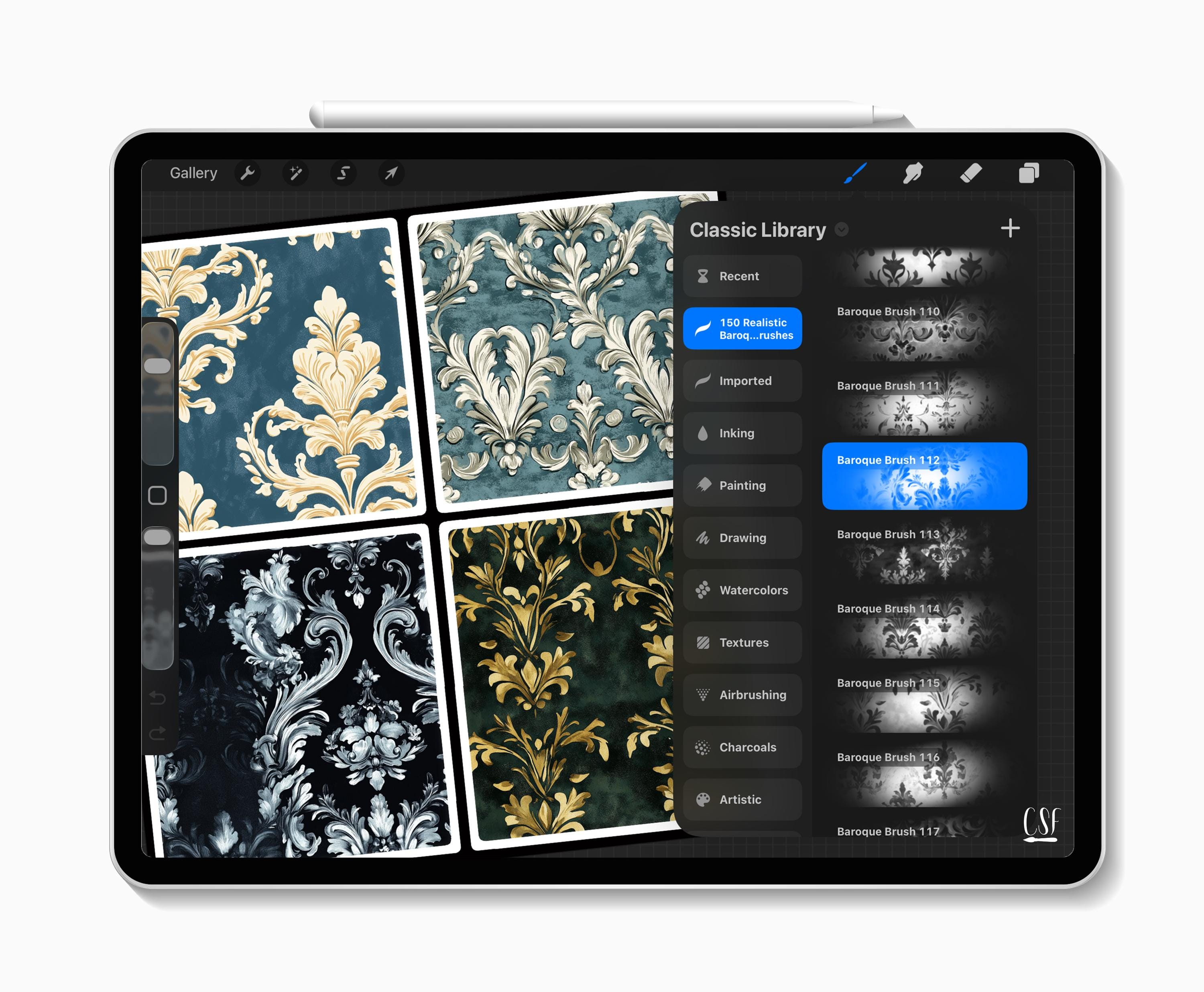 Realistic Baroque Procreate Brushes, Baroque Texture Brush, Procreate ...