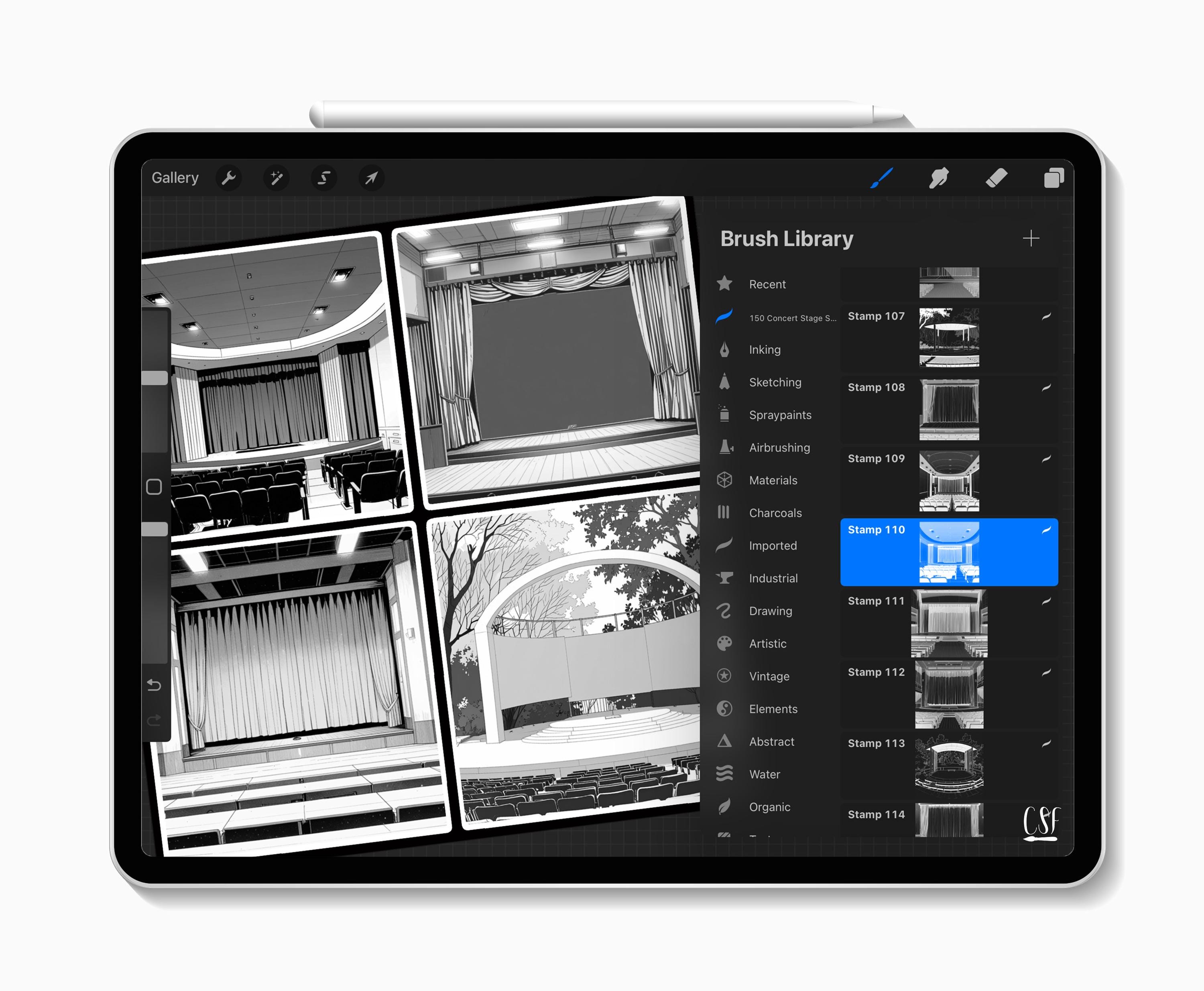 150 Procreate Concert Stage Background Stamps, Music Venue Scenes, Live ...