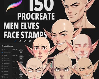 150 tampons visage procréer homme elfe, pinceaux portrait elfe masculin fantaisie, base de tête procréer, référence procréer, garçons elfes procréer