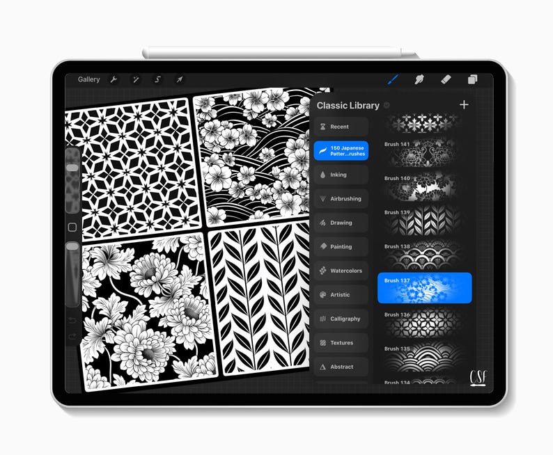 150 Procreate Japanese Pattern Brushes for Traditional Art, Kimono ...