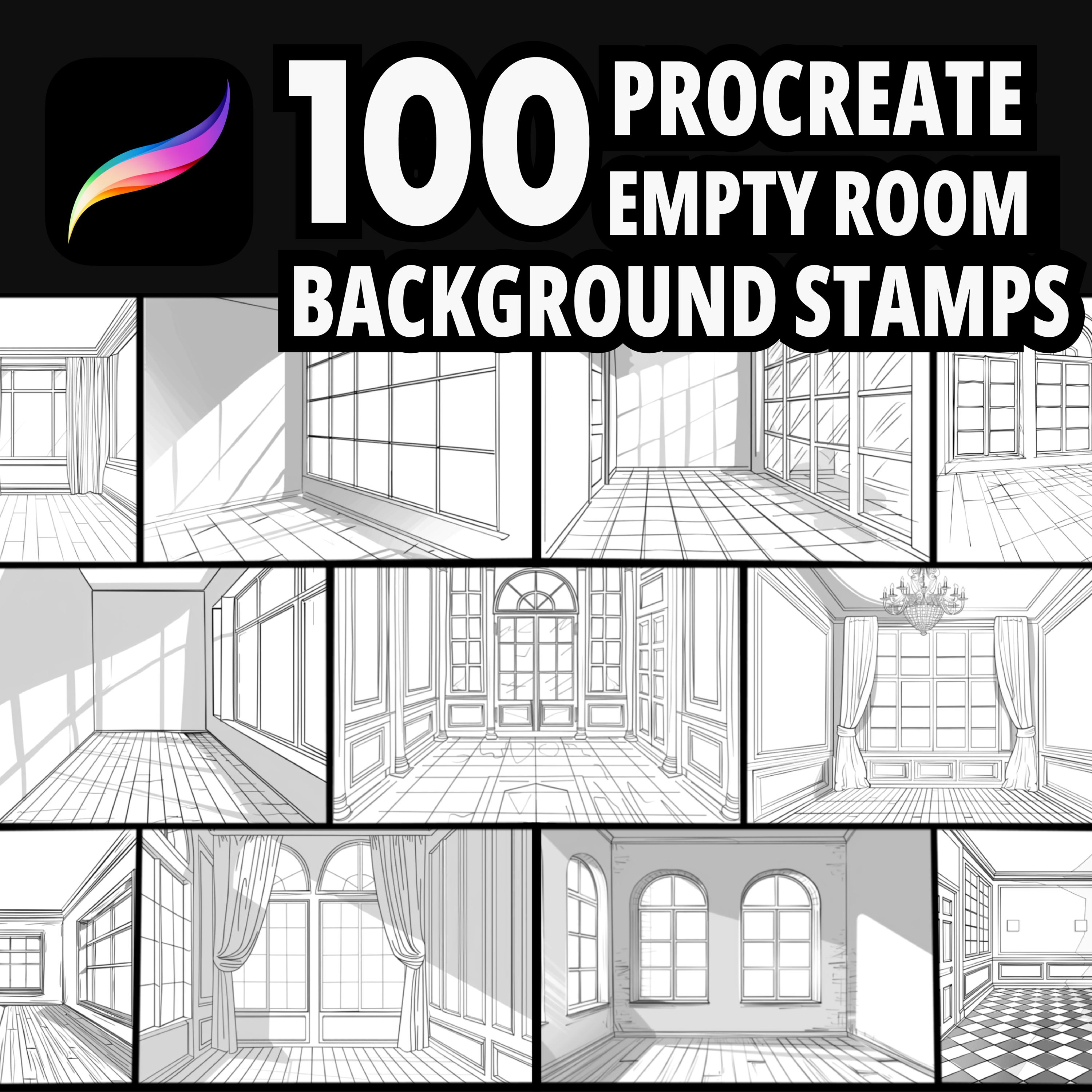100 Procreate Empty Room Stamps – Architecture Interior Backgrounds & Scene Builder Brushset