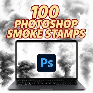 100 Photoshop Smoke Stamps for Realistic Fog, Cloud, Fire Effects, Digital Art, Atmospheric Backgrounds and Scene Design