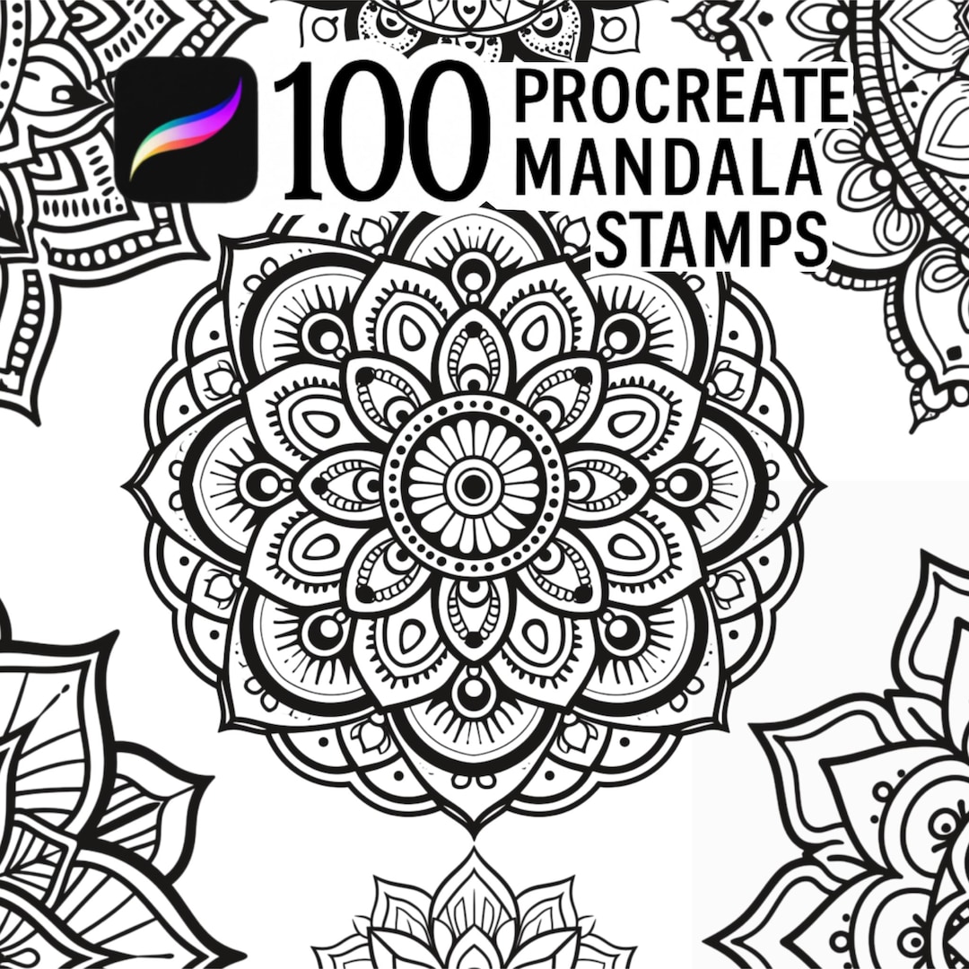 100 Procreate Mandala Stamp Brushes, Mandala Stamp Set, Mandala Brushes ...
