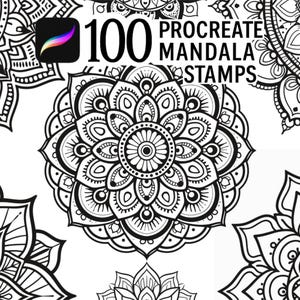 100 Procreate Mandala Stamp Brushes, Mandala Stamp Set, Mandala Brushes, Digital Mandala Brushes, Mandala Stamp, Procreate Tattoo Stamp