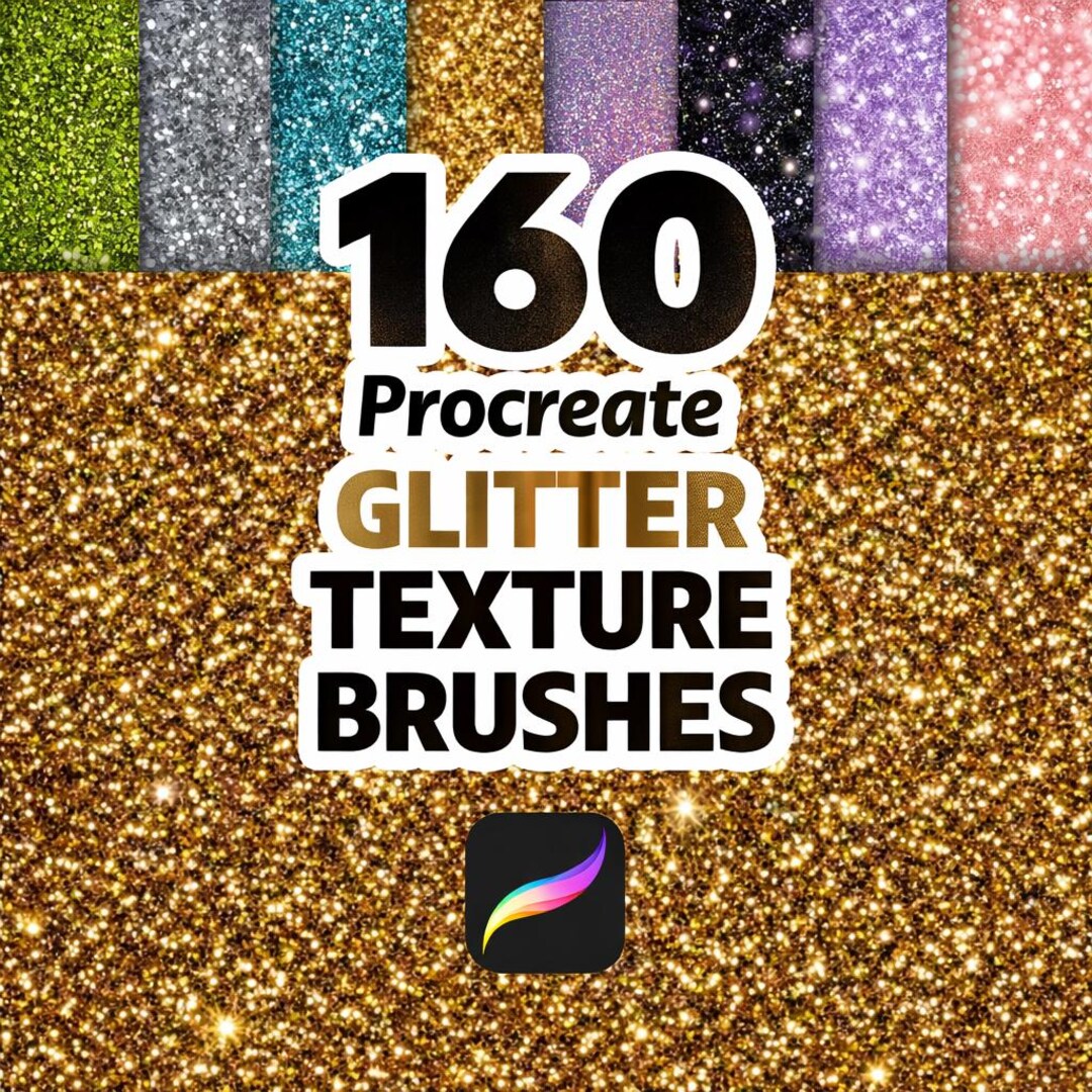 160 Realistic Glitter Texture Procreate Brushes, Glitter Effect ...