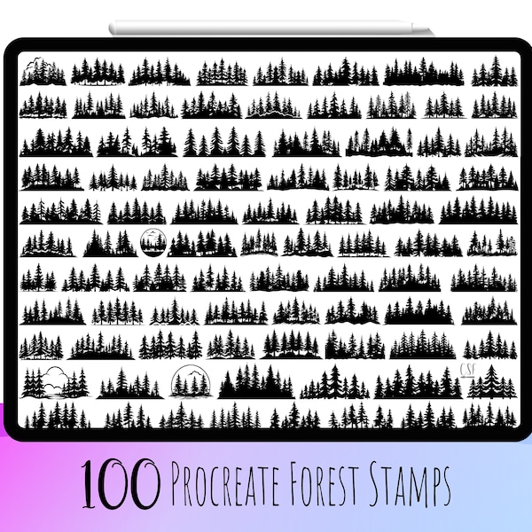 100 Procreate Forest Stamp Brushes, Forest Stamp Set,Tree Brushes,Procreate Nature,Botanical Stamp set,Wood Stamp,Tree Procreate Brush