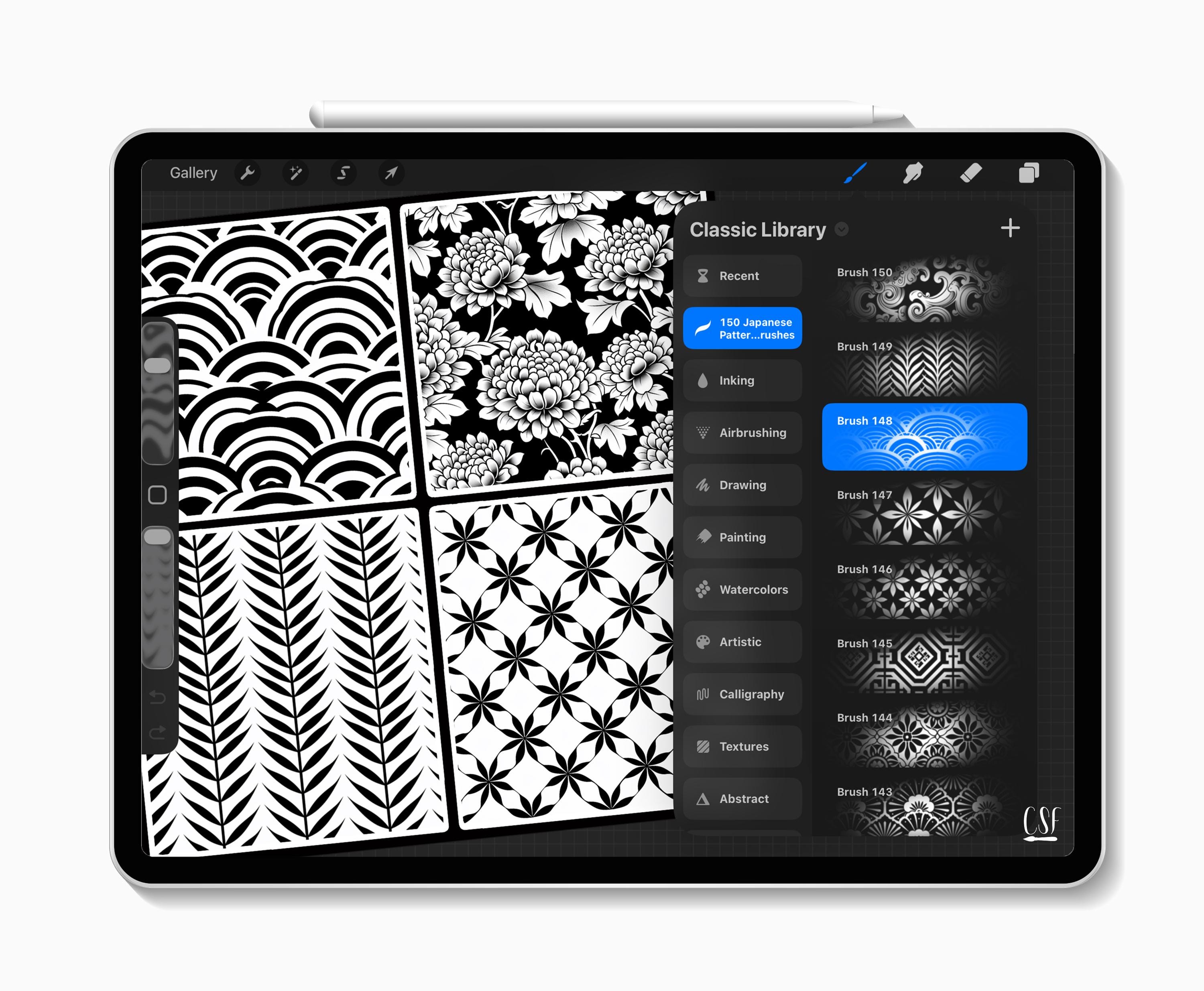 150 Procreate Japanese Pattern Brushes for Traditional Art, Kimono ...