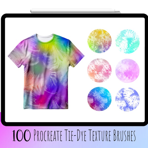 100 Realistic Tie-Dye Procreate Brushes, Spiral Tie Dye, Tie Dye Background, Tie-Dye Brush, Procreate Brush set, Tie-Dye Texture