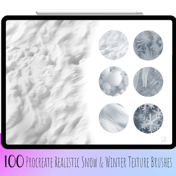 100 Realistic Snow and Winter Procreate Brushes,Procreate Snow,Procreate Winter, Icy Snow Procreate, Snowflake Procreate, Snowball svg