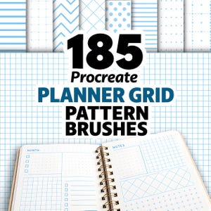Procreate Planner Grid Pattern Brushes, Digital Journal Background Stamps, Graph Paper, Dotted Grid