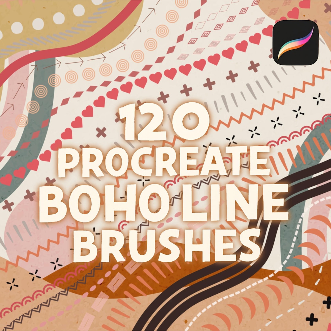 120 Procreate Boho Outline Brushes,boho Brush Set, Procreate Boho Line ...