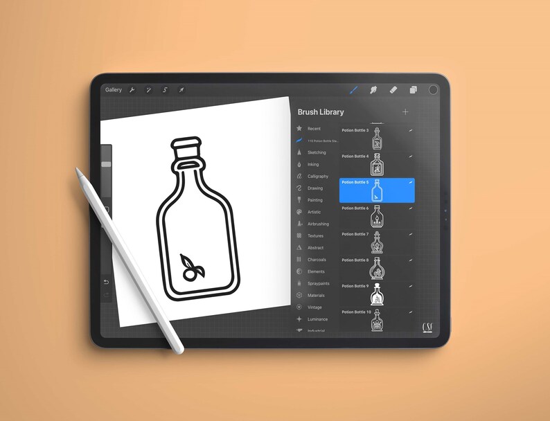 110 Procreate Potion Bottle Stamp Brushes, Potion Bottle Stamp Set ...
