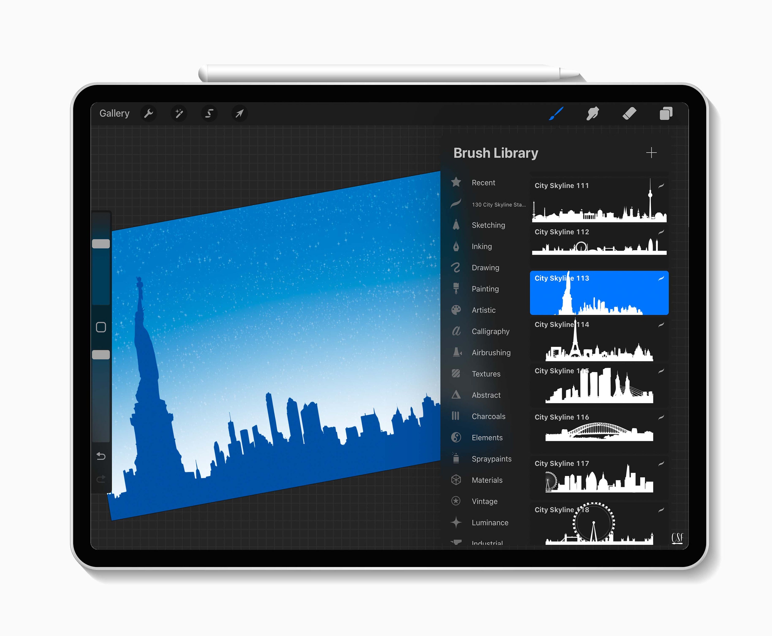 130 Procreate City Skyline Stamp Brushes City Skyline City Etsy