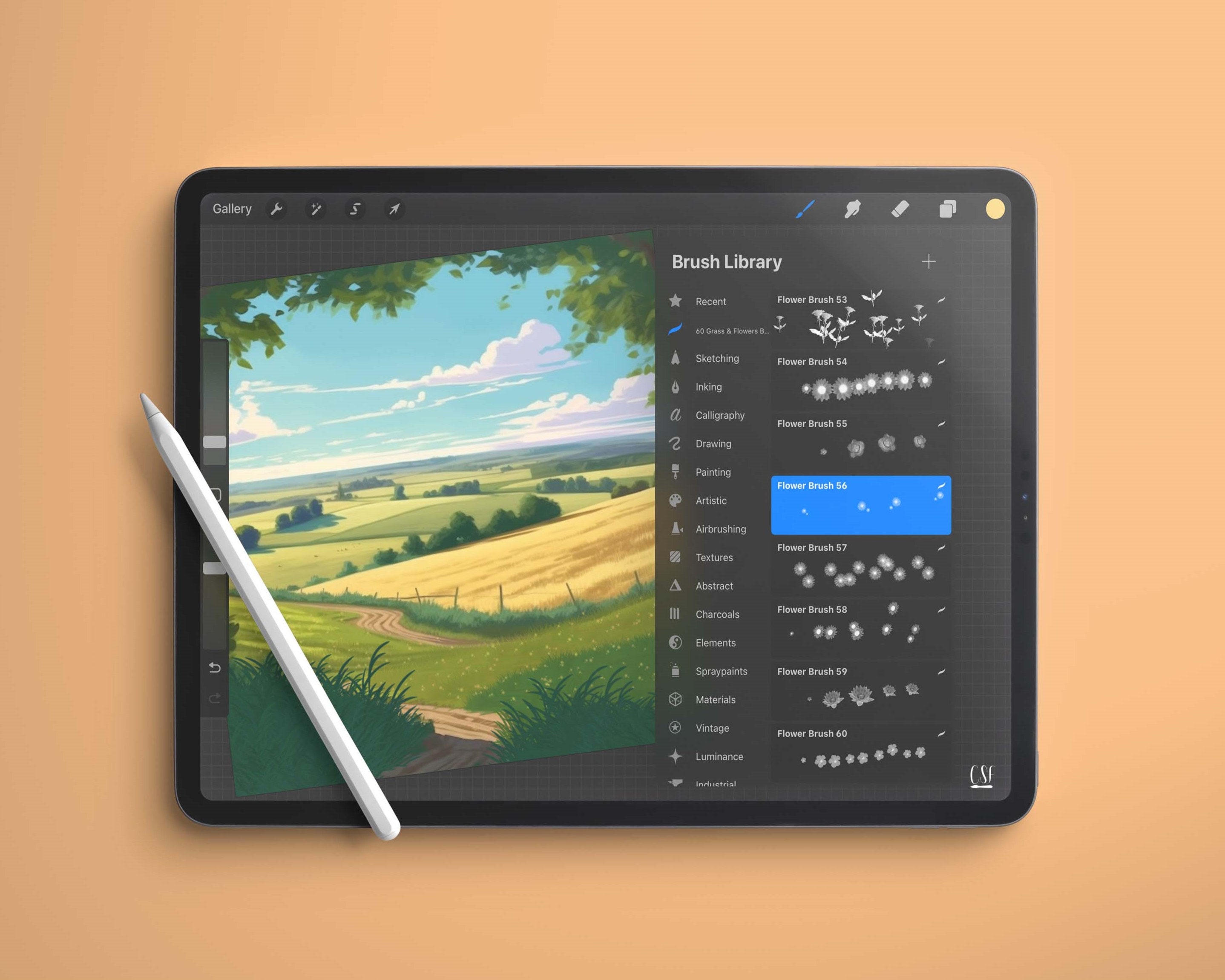 60 Grass Procreate Brushes, Flower Procreate, Digital Grass Brushes ...