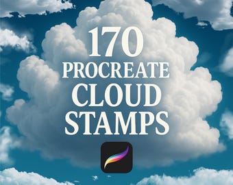 170 pinceles de sello de nube para Procreate, juego de sellos de nube, pinceles de nube, pinceles de nube digitales, sello de nube, juego de pinceles de nube para Procreate, nube para Procreate