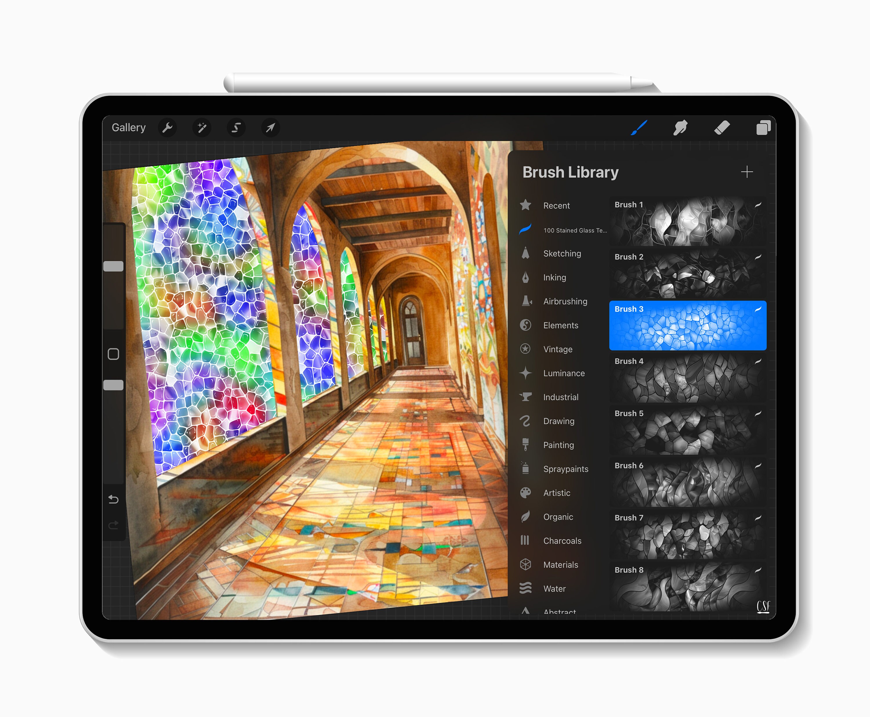 Procreate Preview Window 100 Procreate Stained Glass Texture Brushes, Cathedral Glass Patterns ...