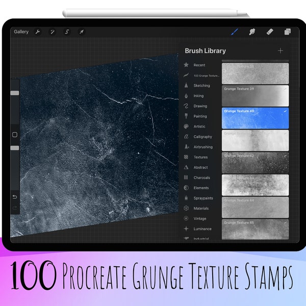 100 Procreate Grunge Stamp, Grunge Stamp Set,Grunge Texture Brushes, Distressed Texture, Procreate Grain, Procreate Grainy,Procreate Texture