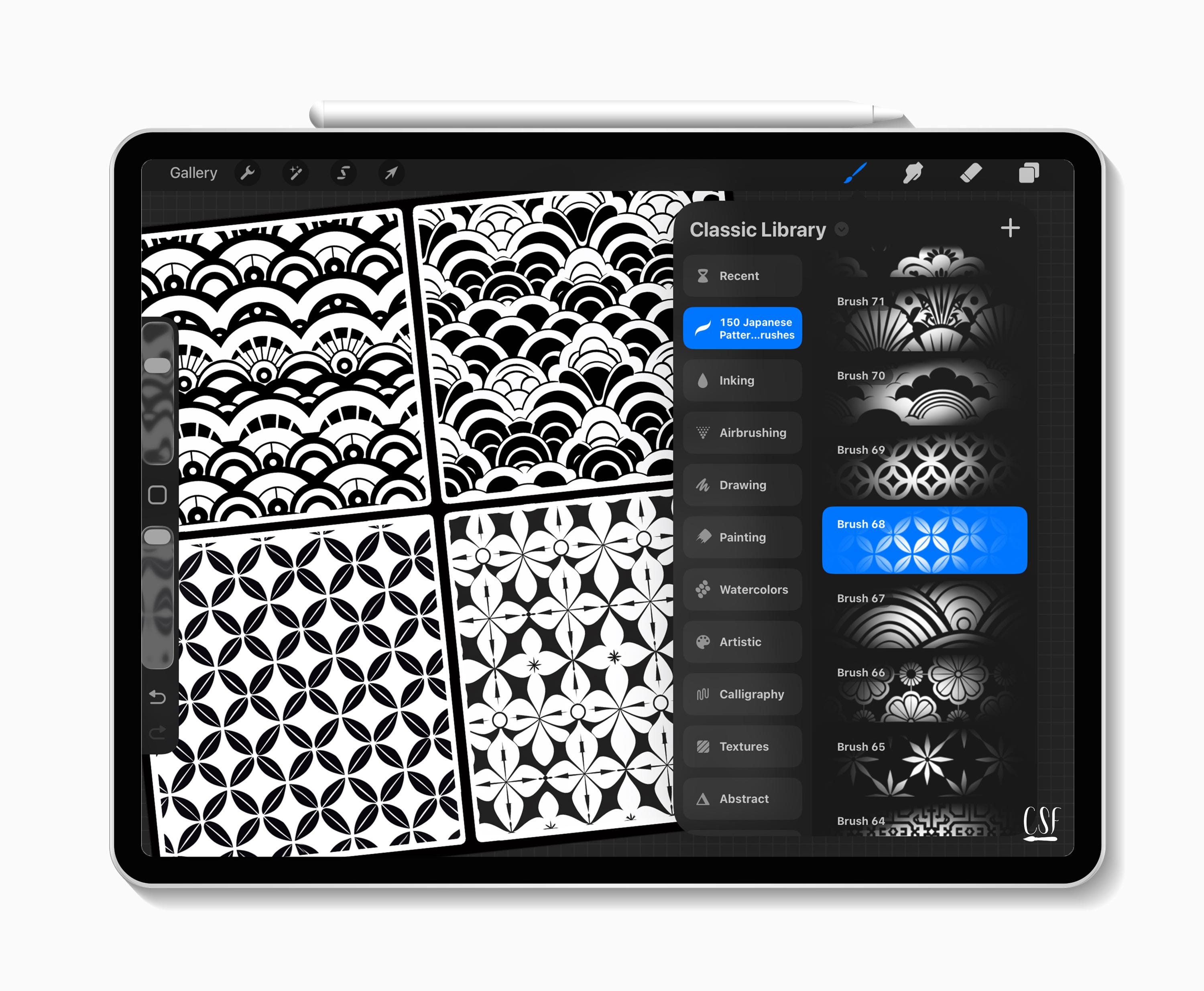 150 Procreate Japanese Pattern Brushes for Traditional Art, Kimono ...