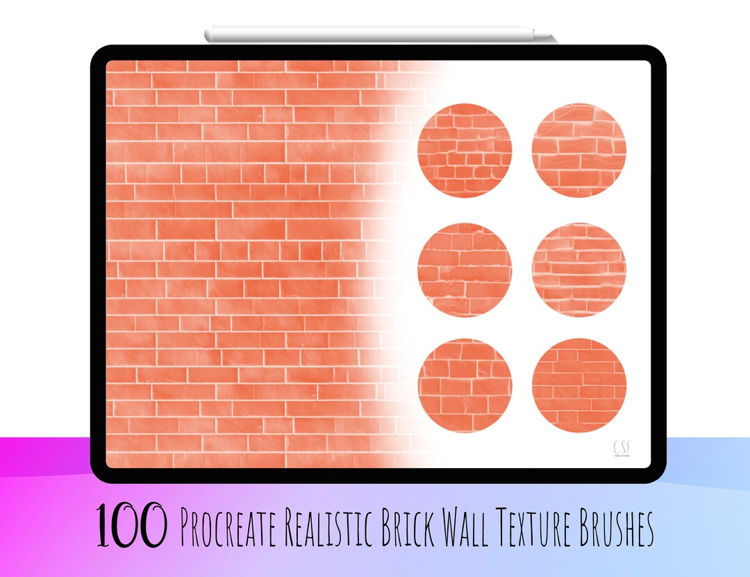 100 Realistic Brick Wall Procreate Brushes, Brick Texture Brush, Procreate Architect, Brick Wall