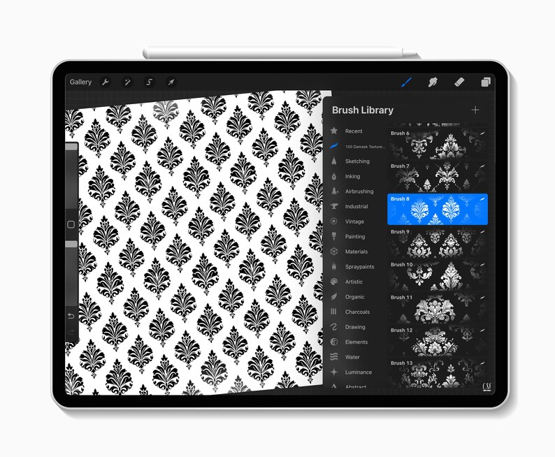 100 Damask Procreate Brushes, Luxury Procreate, Baroque Texture ...
