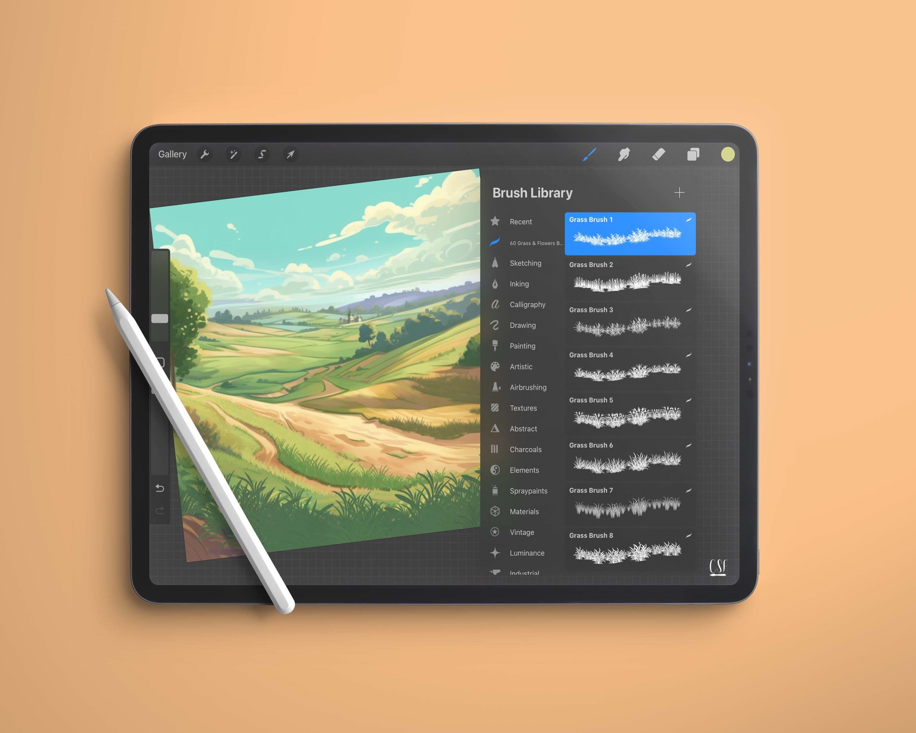60 Grass Procreate Brushes, Flower Procreate, Digital Grass Brushes ...