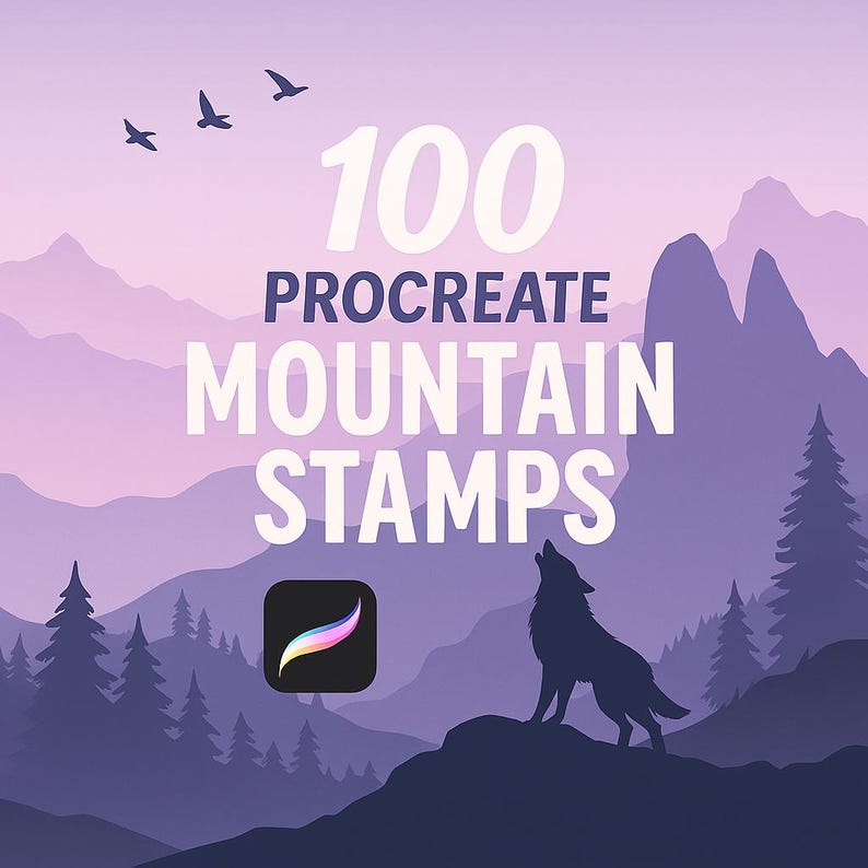 100 Procreate Mountain Stamp Brushes,mountain Stamp Set,mountain Brushe ...