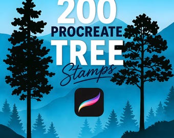 200 pinceles de sellos de árboles para Procreate, juego de sellos de árboles, pinceles de árboles, naturaleza para Procreate, juego de sellos botánicos, pinceles de árboles digitales, pincel de árbol para Procreate