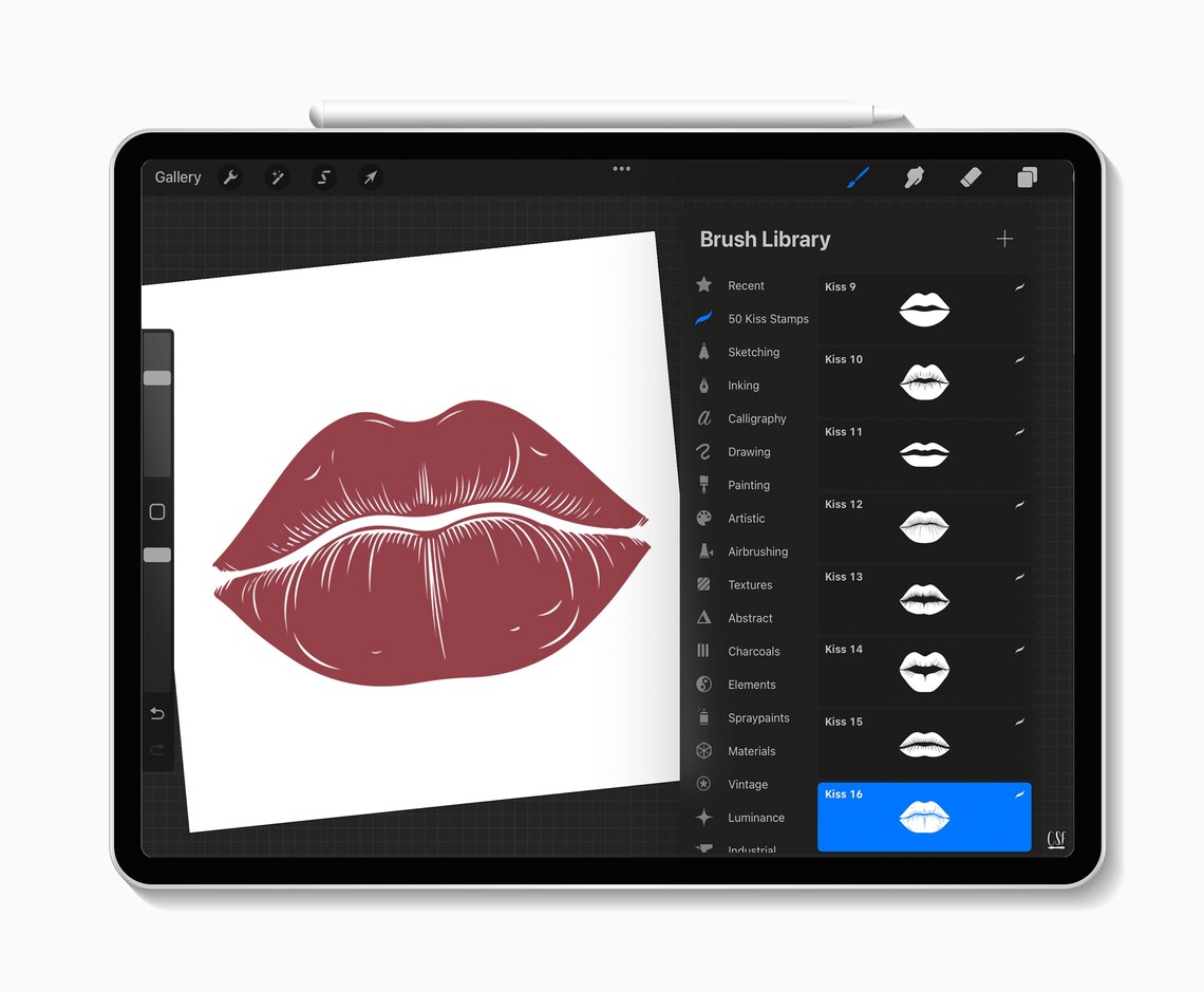 50 Procreate Kiss Stamp Kiss Stamp Set Procreate Kissing Etsy