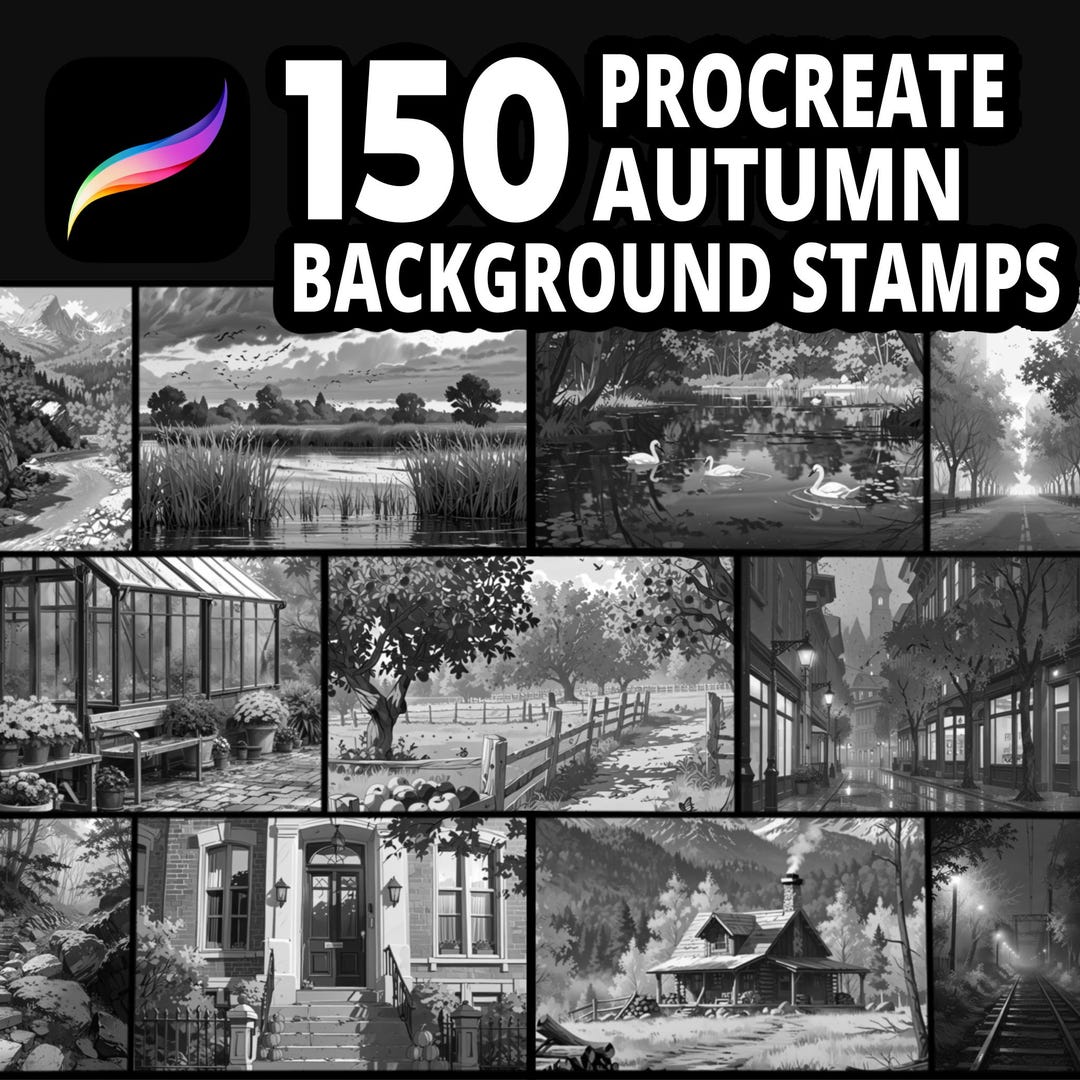 150 Procreate Autumn Background Stamps for Cozy Fall Scenes, Cozy ...