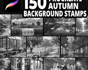 150 Procreate Autumn Background Stamps for Cozy Fall Scenes, Cozy Landscape, Rustic Landscapes, Nature and Seasonal Art