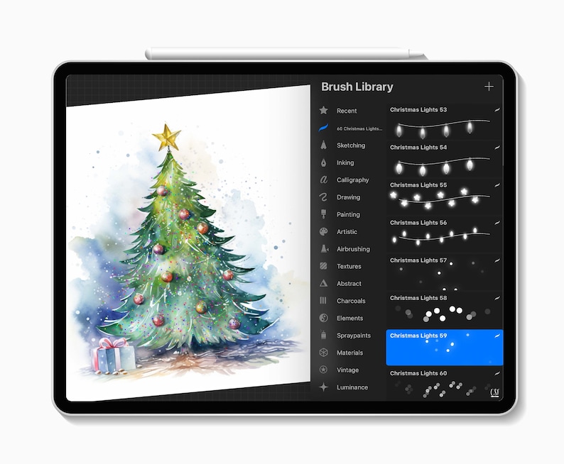 60 Christmas Lights Procreate Brushes,procreate Garland Brushes ...
