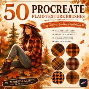 50 Procreate Plaid Brush, Procreate Textile, Procreate Plaid Fabric, Procreate Tartan Brushes, ,Seamless Tartan Procreate,Procreate Knitted