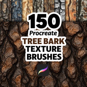 150 pinceles de textura de corteza de árbol para Procreate, textura de árbol, textura de madera, corteza realista, textura sin costuras, pinceles de madera, superficie de árbol.